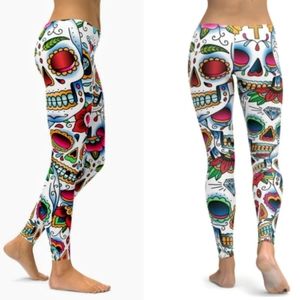 GearBunch- Colorful Dead Sugar skull leggings